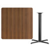 42'' Square Walnut Laminate Table Top with 33'' x 33'' Bar Height Table Base XU-WALTB-4242-T3333B-GG
