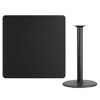 42'' Square Black Laminate Table Top with 24'' Round Bar Height Table Base XU-BLKTB-4242-TR24B-GG