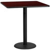 42'' Square Mahogany Laminate Table Top with 24'' Round Bar Height Table Base XU-MAHTB-4242-TR24B-GG