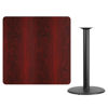 42'' Square Mahogany Laminate Table Top with 24'' Round Bar Height Table Base XU-MAHTB-4242-TR24B-GG