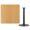 42'' Square Natural Laminate Table Top with 24'' Round Bar Height Table Base XU-NATTB-4242-TR24B-GG