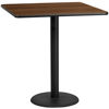 42'' Square Walnut Laminate Table Top with 24'' Round Bar Height Table Base XU-WALTB-4242-TR24B-GG