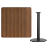 42'' Square Walnut Laminate Table Top with 24'' Round Bar Height Table Base XU-WALTB-4242-TR24B-GG