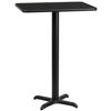 24'' x 30'' Rectangular Black Laminate Table Top with 22'' x 22'' Bar Height Table Base XU-BLKTB-2430-T2222B-GG