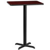 24'' x 30'' Rectangular Mahogany Laminate Table Top with 22'' x 22'' Bar Height Table Base XU-MAHTB-2430-T2222B-GG