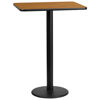 24'' x 30'' Rectangular Natural Laminate Table Top with 18'' Round Bar Height Table Base XU-NATTB-2430-TR18B-GG