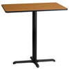 24'' x 42'' Rectangular Natural Laminate Table Top with 23.5'' x 29.5'' Bar Height Table Base XU-NATTB-2442-T2230B-GG