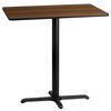 24'' x 42'' Rectangular Walnut Laminate Table Top with 23.5'' x 29.5'' Bar Height Table Base XU-WALTB-2442-T2230B-GG