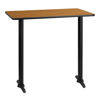 30'' x 42'' Rectangular Natural Laminate Table Top with 5'' x 22'' Bar Height Table Bases XU-NATTB-3042-T0522B-GG