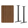 30'' x 42'' Rectangular Walnut Laminate Table Top with 5'' x 22'' Bar Height Table Bases XU-WALTB-3042-T0522B-GG