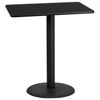 30'' x 42'' Rectangular Black Laminate Table Top with 24'' Round Bar Height Table Base XU-BLKTB-3042-TR24B-GG