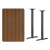 30'' x 45'' Rectangular Walnut Laminate Table Top with 5'' x 22'' Bar Height Table Bases XU-WALTB-3045-T0522B-GG
