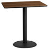30'' x 45'' Rectangular Walnut Laminate Table Top with 24'' Round Bar Height Table Base XU-WALTB-3045-TR24B-GG