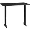 30'' x 48'' Rectangular Black Laminate Table Top with 5'' x 22'' Bar Height Table Bases XU-BLKTB-3048-T0522B-GG