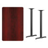 30'' x 48'' Rectangular Mahogany Laminate Table Top with 5'' x 22'' Bar Height Table Bases XU-MAHTB-3048-T0522B-GG