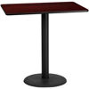 30'' x 48'' Rectangular Mahogany Laminate Table Top with 24'' Round Bar Height Table Base XU-MAHTB-3048-TR24B-GG