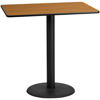 30'' x 48'' Rectangular Natural Laminate Table Top with 24'' Round Bar Height Table Base XU-NATTB-3048-TR24B-GG