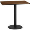 30'' x 48'' Rectangular Walnut Laminate Table Top with 24'' Round Bar Height Table Base XU-WALTB-3048-TR24B-GG