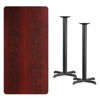 30'' x 60'' Rectangular Mahogany Laminate Table Top with 22'' x 22'' Bar Height Table Bases XU-MAHTB-3060-T2222B-GG