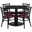 36'' Round Black Laminate Table Set with Round Base and 4 Ladder Back Metal Chairs - Burgundy Vinyl Seat RSRB1005-GG