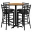 30'' Round Natural Laminate Table Set with X-Base and 4 Ladder Back Metal Barstools - Black Vinyl Seat HDBF1023-GG