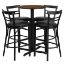 24'' Round Walnut Laminate Table Set with X-Base and 4 Two-Slat Ladder Back Metal Barstools - Black Vinyl Seat HDBF1036-GG