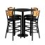 30'' Square Black Laminate Table Set with 4 Wood Slat Back Metal Barstools - Black Vinyl Seat MD-0019-GG