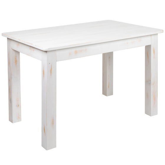 HERCULES Series 46" x 30" Rectangular Antique Rustic White Solid Pine Farm Dining Table XA-F-46X30-WH-GG