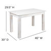 HERCULES Series 46" x 30" Rectangular Antique Rustic White Solid Pine Farm Dining Table XA-F-46X30-WH-GG