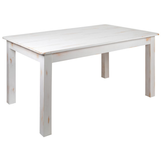 HERCULES Series 60" x 38" Rectangular Antique Rustic White Solid Pine Farm Dining Table XA-F-60X38-WH-GG