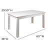 HERCULES Series 60" x 38" Rectangular Antique Rustic White Solid Pine Farm Dining Table XA-F-60X38-WH-GG