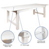 HERCULES Series 7' x 40" Rectangular Antique Rustic White Solid Pine Folding Farm Table XA-F-84X40-WH-GG