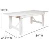 HERCULES Series 7' x 40" Rectangular Antique Rustic White Solid Pine Folding Farm Table XA-F-84X40-WH-GG