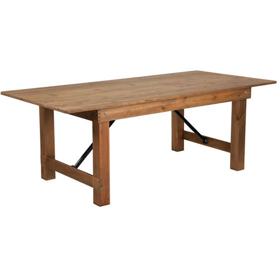 HERCULES Series 7' x 40" Rectangular Antique Rustic Solid Pine Folding Farm Table XA-F-84X40-GG