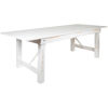 HERCULES Series 8' x 40" Rectangular Antique Rustic White Solid Pine Folding Farm Table XA-F-96X40-WH-GG