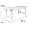 HERCULES Series 8' x 40" Rectangular Antique Rustic White Solid Pine Folding Farm Table XA-F-96X40-WH-GG