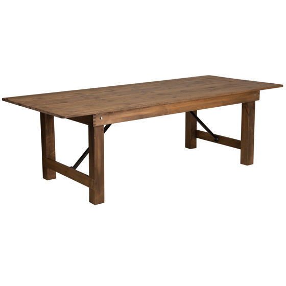 HERCULES Series 8' x 40" Rectangular Antique Rustic Solid Pine Folding Farm Table XA-F-96X40-GG