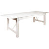 HERCULES Series 9' x 40" Rectangular Antique Rustic White Solid Pine Folding Farm Table XA-F-108X40-WH-GG