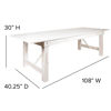 HERCULES Series 9' x 40" Rectangular Antique Rustic White Solid Pine Folding Farm Table XA-F-108X40-WH-GG