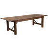 HERCULES Series 9' x 40" Rectangular Antique Rustic Solid Pine Folding Farm Table XA-F-108X40-GG