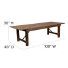 HERCULES Series 9' x 40" Rectangular Antique Rustic Solid Pine Folding Farm Table XA-F-108X40-GG