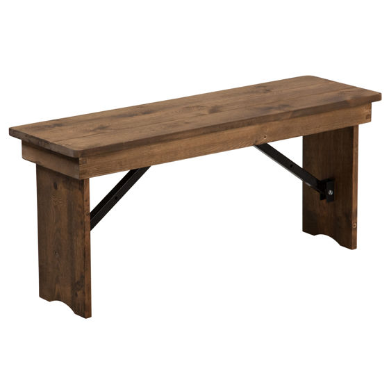 HERCULES Series 40'' x 12'' Antique Rustic Solid Pine Folding Farm Bench XA-B-40X12-GG