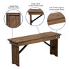 HERCULES Series 40'' x 12'' Antique Rustic Solid Pine Folding Farm Bench XA-B-40X12-GG