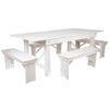 HERCULES Series 7' x 40" Antique Rustic White Folding Farm Table and Four Bench Set XA-FARM-1-WH-GG