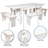 HERCULES Series 7' x 40" Antique Rustic White Folding Farm Table and Four Bench Set XA-FARM-1-WH-GG