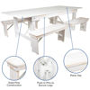 HERCULES Series 8' x 40" Antique Rustic White Folding Farm Table and Four 40.25"L Bench Set XA-FARM-2-WH-GG