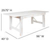 HERCULES Series 8' x 40" Antique Rustic White Folding Farm Table and Four 40.25"L Bench Set XA-FARM-2-WH-GG