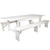 HERCULES Series 8' x 40" Antique Rustic White Folding Farm Table and Two Bench Set XA-FARM-4-WH-GG