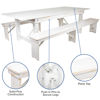 HERCULES Series 8' x 40" Antique Rustic White Folding Farm Table and Two Bench Set XA-FARM-4-WH-GG