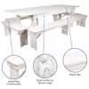 HERCULES Series 8' x 40" Antique Rustic White Folding Farm Table and Four Bench Set XA-FARM-5-WH-GG